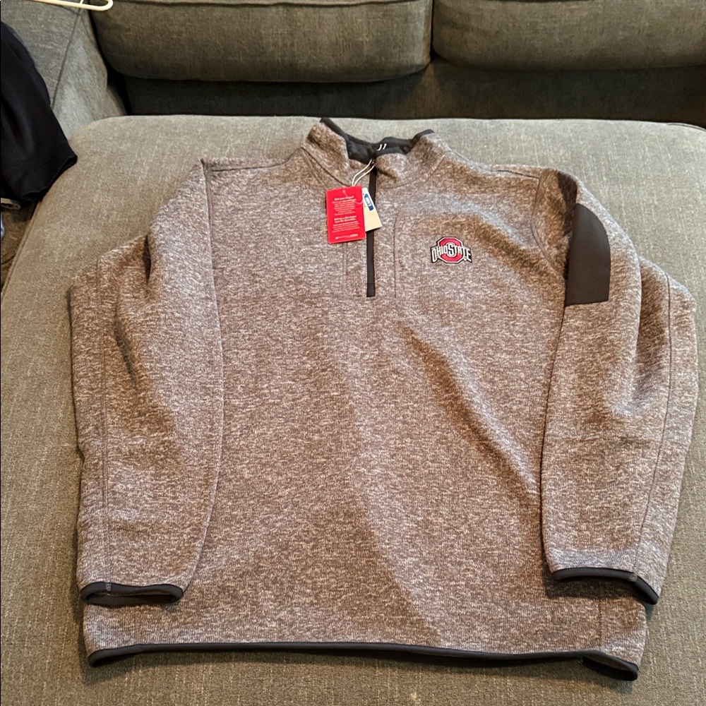 Ohio State Antigua Gray Zip-Up Men's Sweater